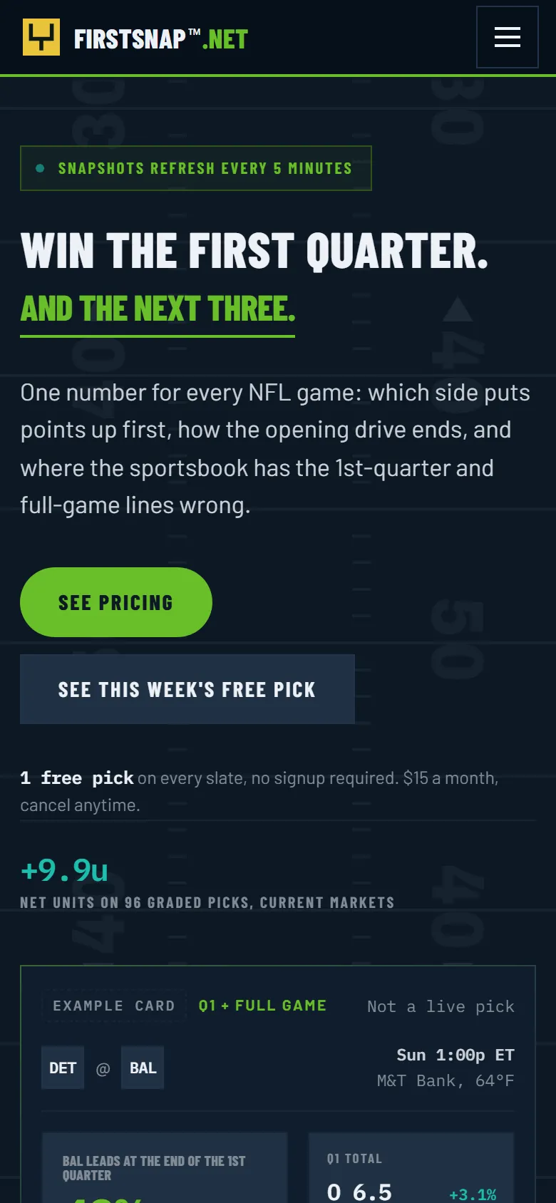 FirstSnap.net home page on a phone